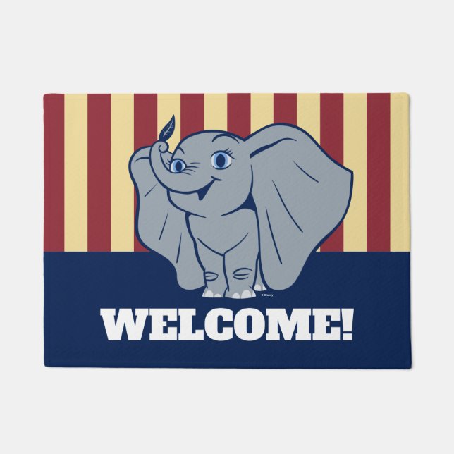 Dumbo | Cartoon Dumbo Holding Up Feather Doormat (Front)