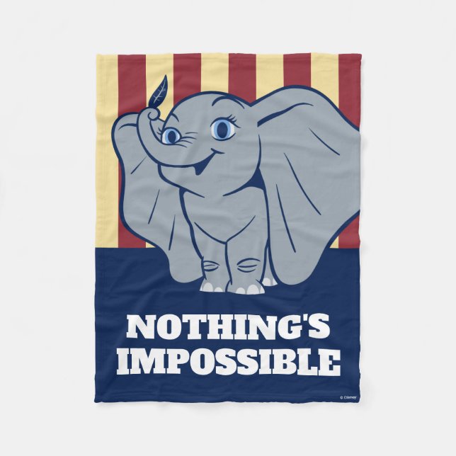 Dumbo | Cartoon Dumbo Holding Up Feather Fleece Blanket (Front)