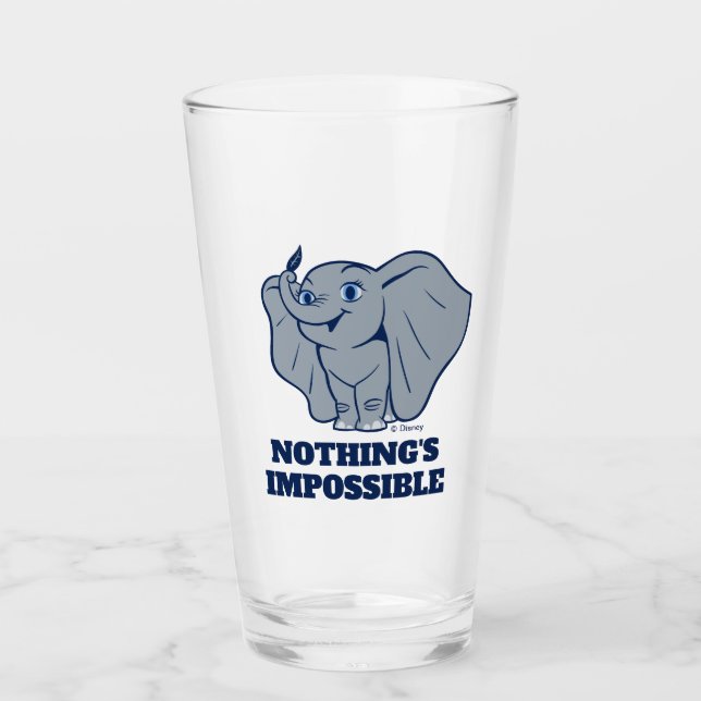 Dumbo | Cartoon Dumbo Holding Up Feather Glass (Front)