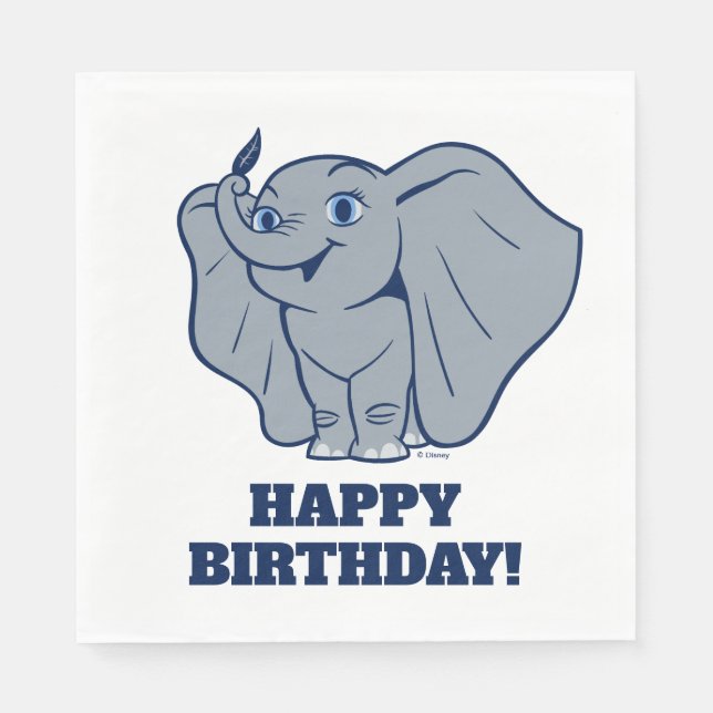 Dumbo | Cartoon Dumbo Holding Up Feather Napkin (Front)