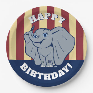 Dumbo   Cartoon Dumbo Holding Up Feather Paper Plate