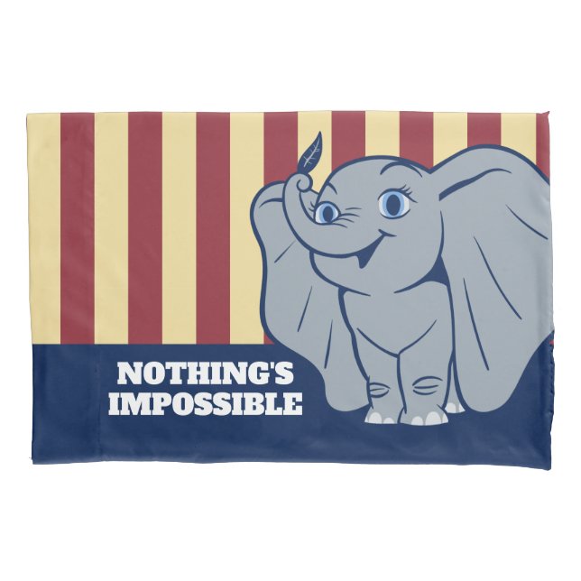 Dumbo | Cartoon Dumbo Holding Up Feather Pillowcase (Front)