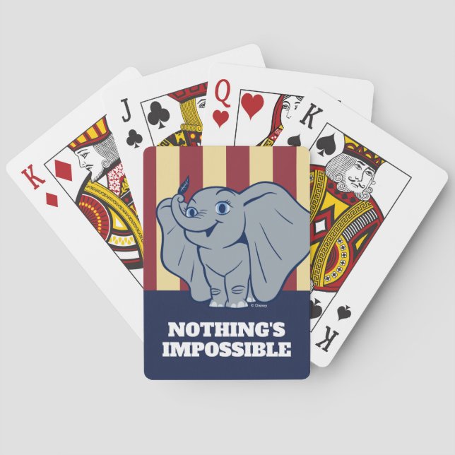 Dumbo | Cartoon Dumbo Holding Up Feather Playing Cards (Back)
