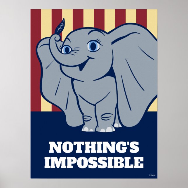 Dumbo | Cartoon Dumbo Holding Up Feather Poster (Front)