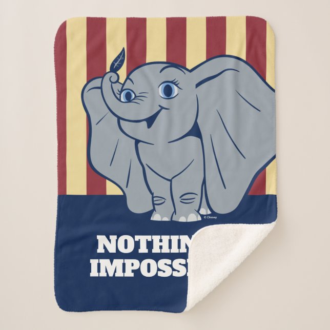 Dumbo | Cartoon Dumbo Holding Up Feather Sherpa Blanket (Front)
