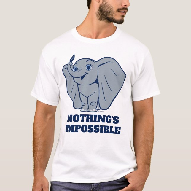 Dumbo | Cartoon Dumbo Holding Up Feather T-Shirt (Front)