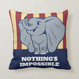 Dumbo   Cartoon Dumbo Holding Up Feather Throw Pillow