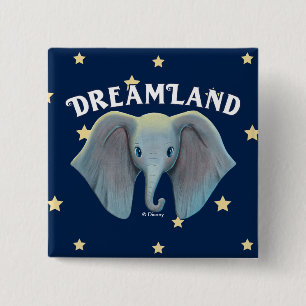 Dumbo   Cute Large Ears Painted Art 2 Inch Square Button