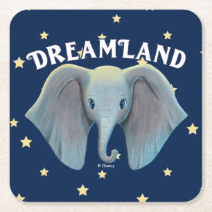 Dumbo Cute Large Ears Painted Art Square Paper Coaster