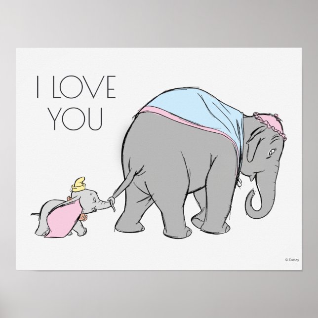 Dumbo following his Mom Closely Poster (Front)