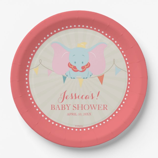 Dumbo | Girl Baby Shower Paper Plate (Front)