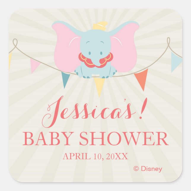 Dumbo | Girl Baby Shower Square Sticker (Front)