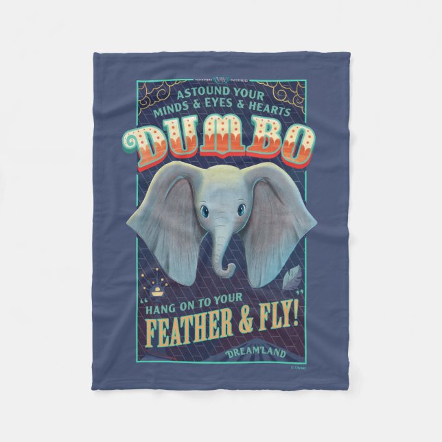 Dumbo | Hang On To Your Feather & Fly! Fleece Blanket (Front)