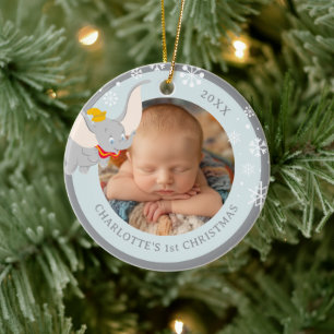 Dumbo Holiday Wish Photo Ceramic Ornament