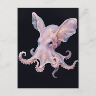Dumbo Octopus — Deep Sea Impasto Oil Painting Art  Postcard