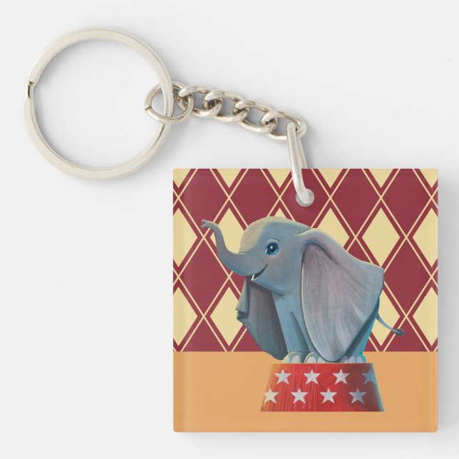 Dumbo | Smiling Atop Circus Podium Keychain (Front)