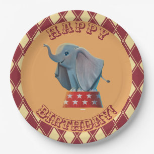 Dumbo   Smiling Atop Circus Podium Paper Plate