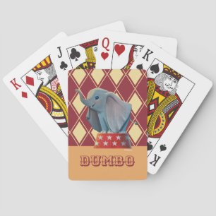 Dumbo Smiling Atop Circus Podium Playing Cards