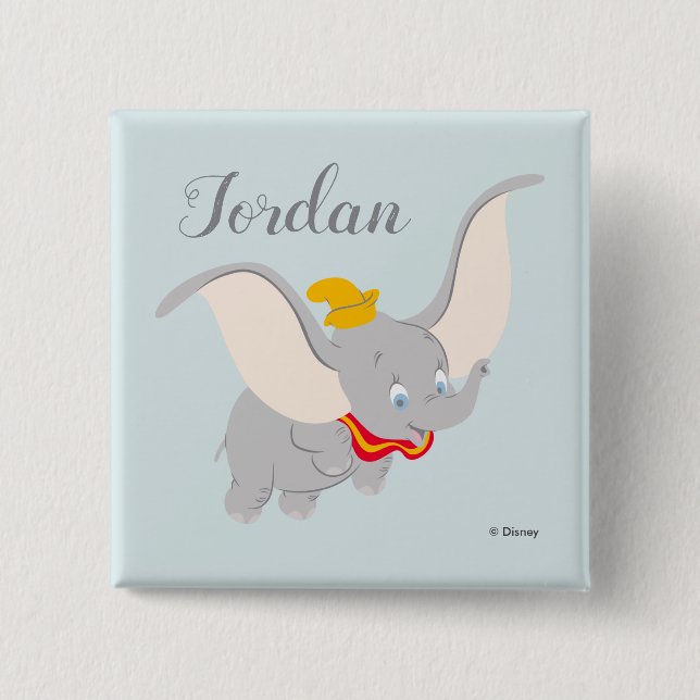 Dumbo Soaring Through the Sky 2 Inch Square Button (Front)