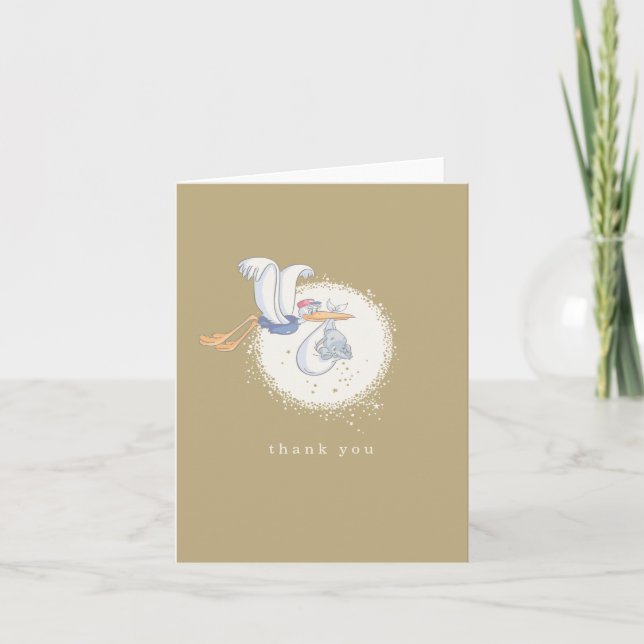 Dumbo & Stork | Merci Baby shower garçon (Devant)