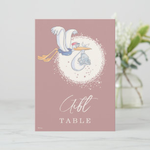 Dumbo & Stork Over the Moon Baby Shower Gift Table Card