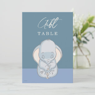 Dumbo & Stork Over the Moon Baby Shower Gift Table Card