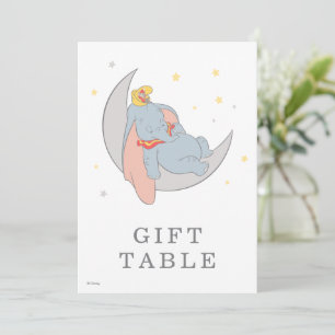 Dumbo & Stork Over the Moon Baby Shower Gift Table Card