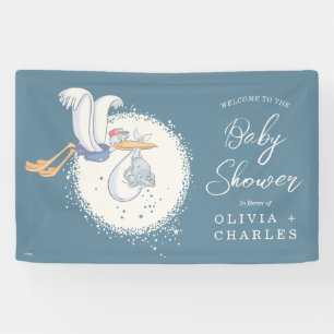 Dumbo & Stork Over the Moon - Boy Baby Shower Banner