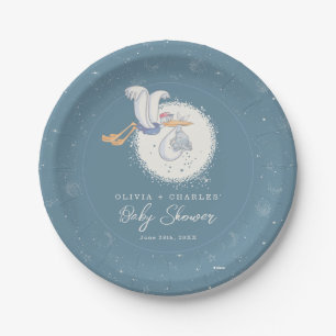 Dumbo & Stork   Over the Moon - Boy Baby Shower Paper Plate