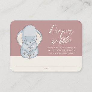 Dumbo & Stork Over the Moon Diaper Raffle Place Card