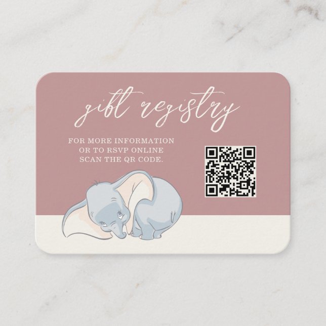 Dumbo & Stork | Over the Moon Gift Registry Place Card (Front)