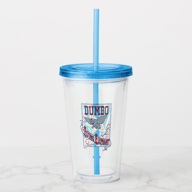 Dumbo | "The Flying Elephant" Circus Art Acrylic Tumbler (Front)