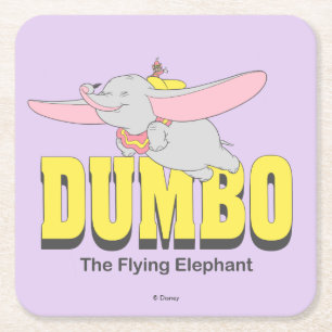 Dumbo the Flying Elephant Square Paper Coaster