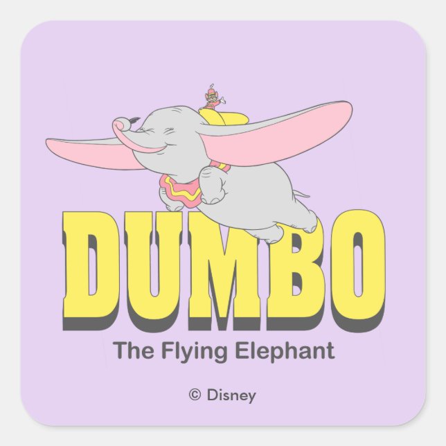 Dumbo the Flying Elephant Square Sticker (Front)