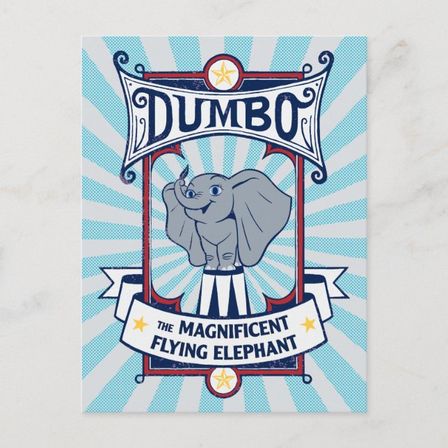 Dumbo | The Magnificent Flying Elephant Circus Art Postcard (Front)