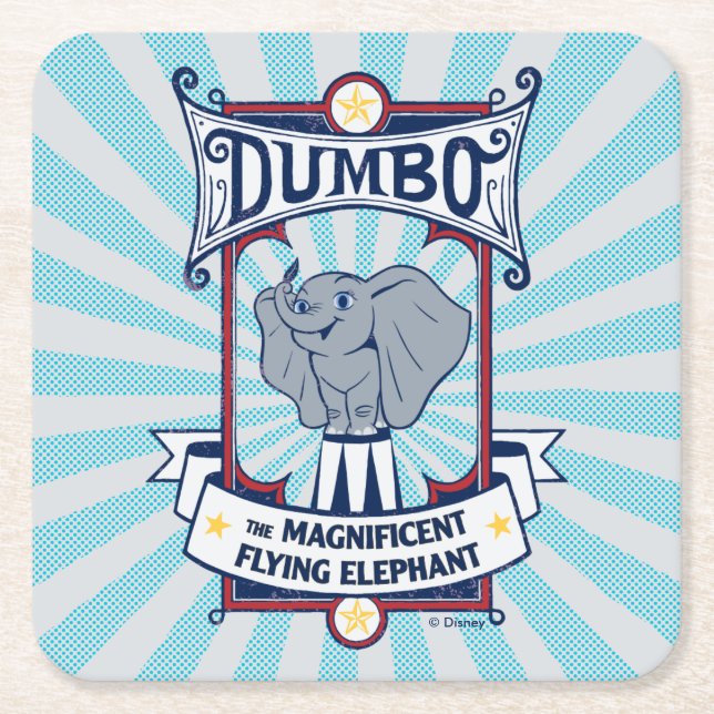 Dumbo | The Magnificent Flying Elephant Circus Art Square Paper Coaster (Front)