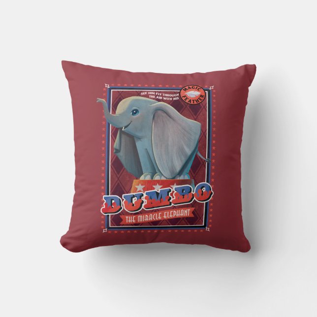 Dumbo | "The Miracle Elephant" Circus Art Throw Pillow (Front)