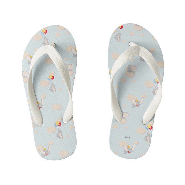 Dumbo up in the Clouds Pattern Kid's Flip Flops (Footbed)