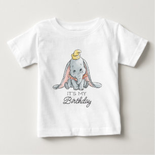 Dumbo Watercolor 1st Birthday Baby T-Shirt