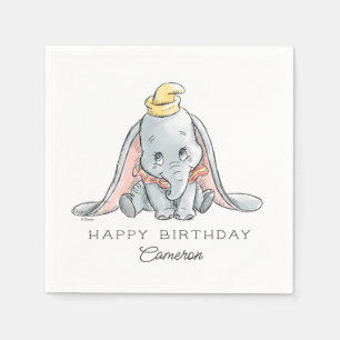 Dumbo Watercolor 1st Birthday Napkin