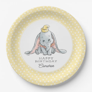Dumbo Watercolor 1st Birthday Paper Plate