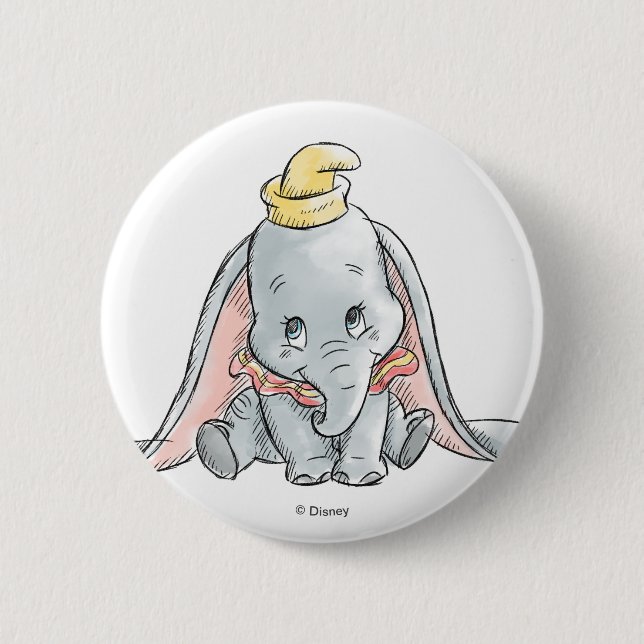 Dumbo Watercolor 2 Inch Round Button (Front)