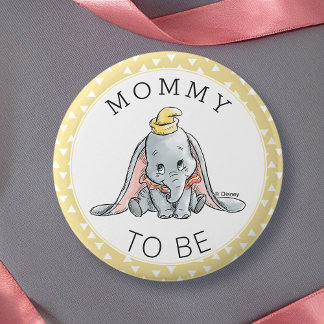 Dumbo Watercolor Baby Shower Mommy to Be 2 Inch Round Button