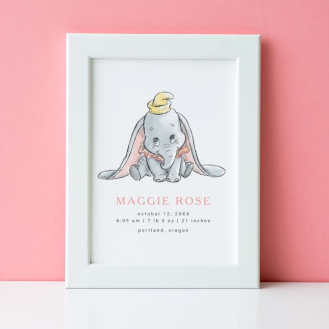 Dumbo Watercolor Birth Stats Poster (Creator Uploaded)