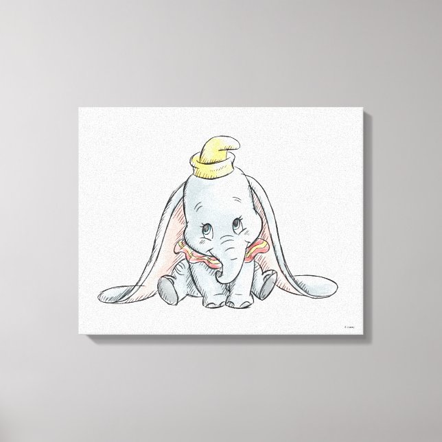 Dumbo Watercolor Canvas Print (Front)