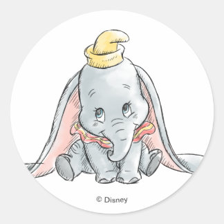 Dumbo Watercolor Classic Round Sticker