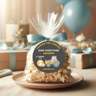 "DUMP EVERYTHING! Construction Birthday 2 Classic Round Sticker