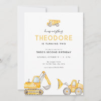 Dump Everything Construction Birthday Invitations