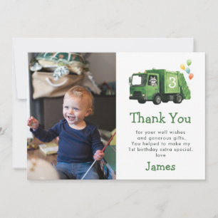 Dump Everything Garbage Truck Kids Birthday Thank You Card