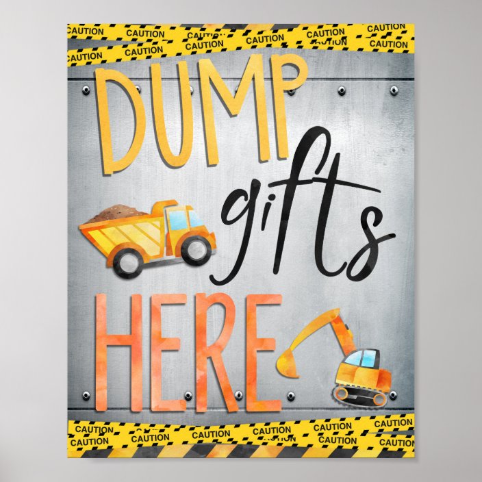 dump-gifts-here-sign-construction-party-decor-zazzle-ca